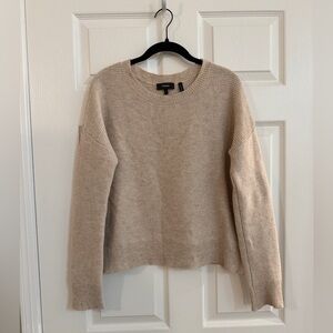 Theory 'Drop Shoulder' Merino Wool/Cashmere Blend Beige Knit Sweater - Women's S